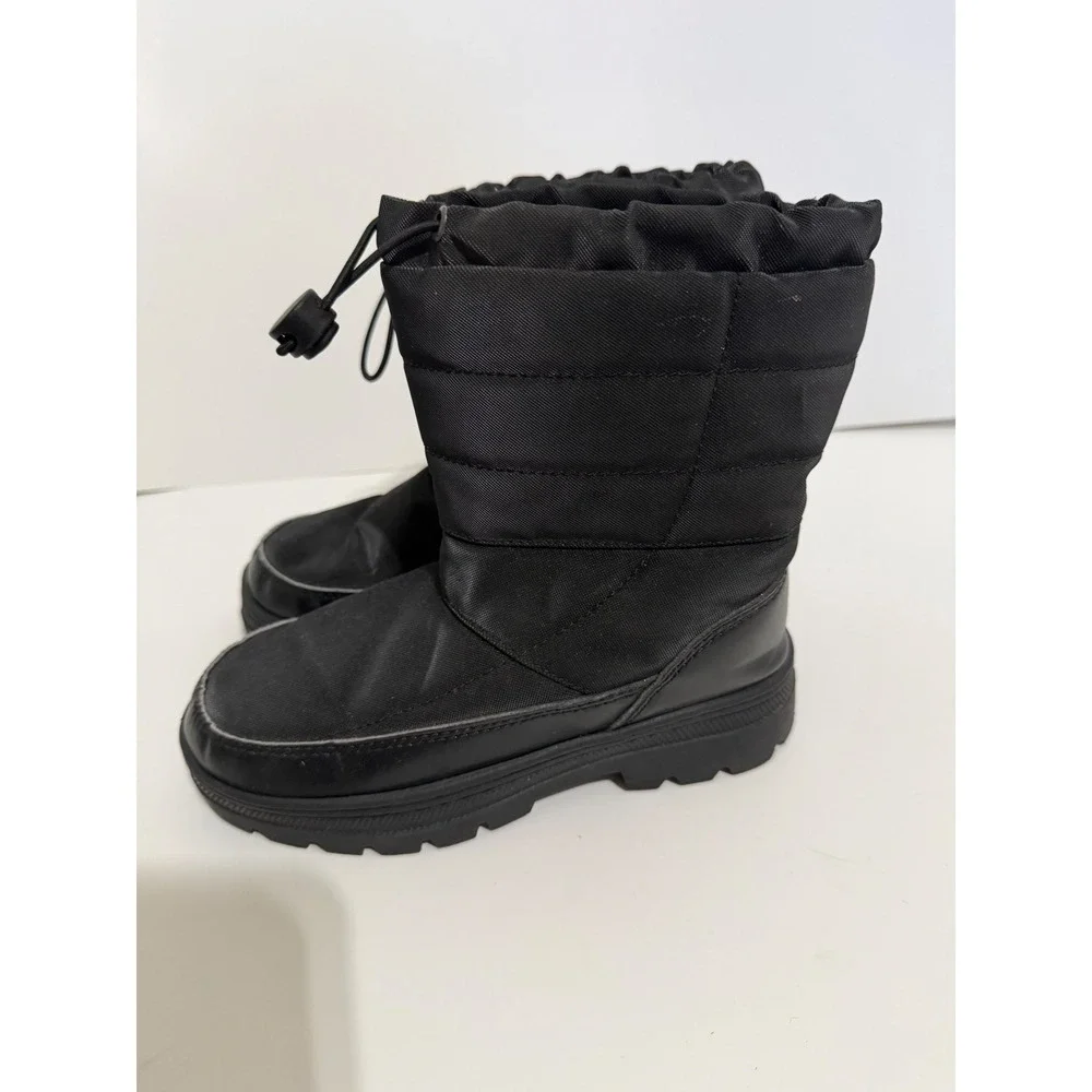 Northside Kids Size 2 Black Quilted Nylon Winter Snow Boots Faux Fur Lined